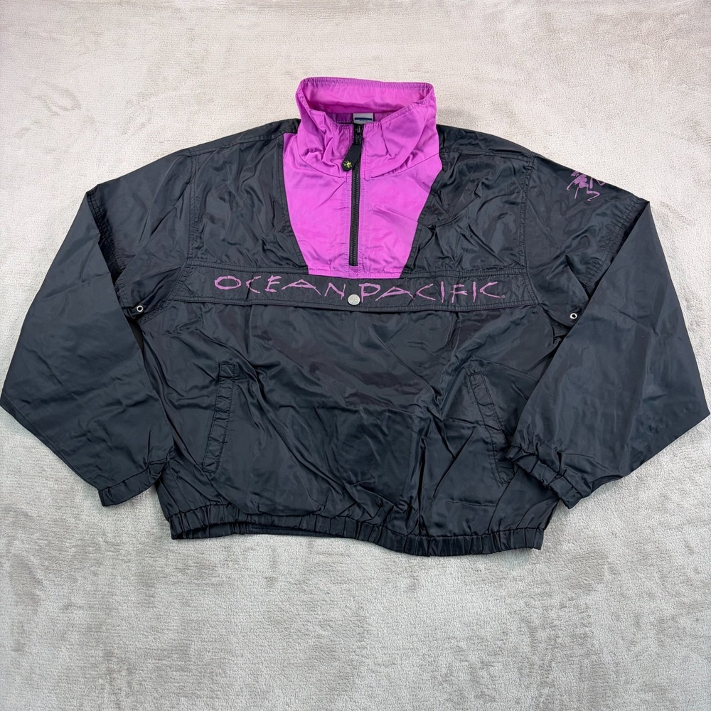 Vintage 90s OP Ocean Pacific Opac Colorblock Windbreaker‎ Jacket Men XL Black